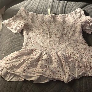 White top with red dots, been worn, in great condition